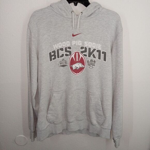 Razorbacks BCS 2K11 Nike Mens Hoodie Center Check Y2k - Picture 1 of 6